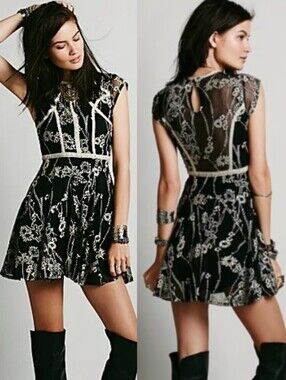 Free People Embroidered Floral Mini Dress